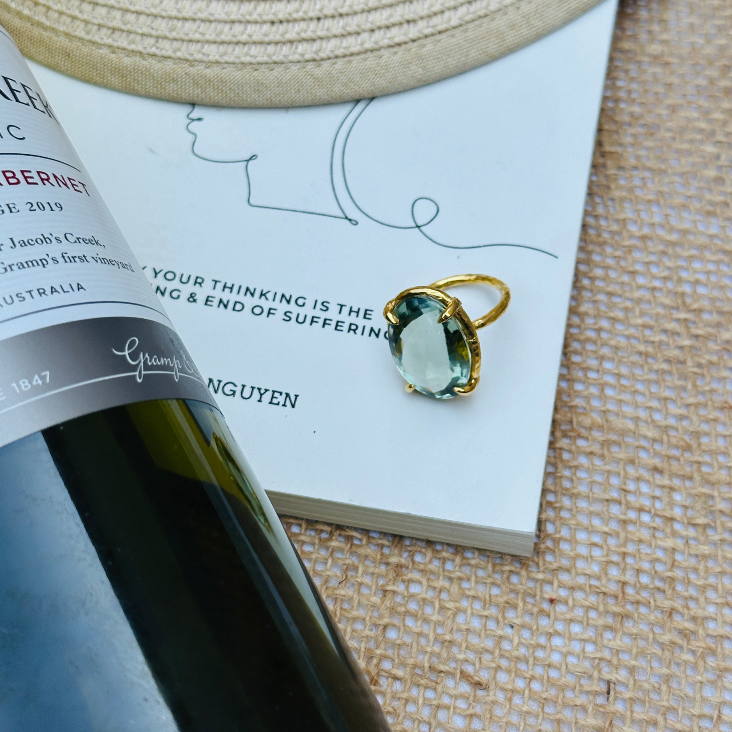 Harper Green Amethyst 18k Gold Plated Silver 925 Ring