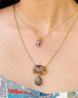 Trio Rutile Quartz 18K Gold Plated Silver 925 Necklace