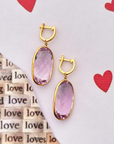Elyanna Amethyst 18K Gold Plated Silver 925 Love Earrings