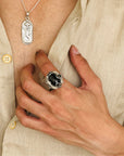 Jazz Black Star Silver 925 Men's Ring