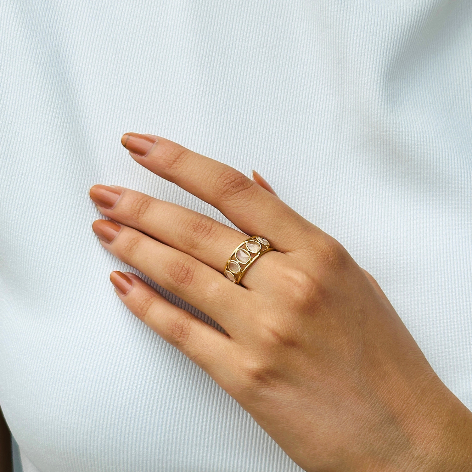 White Sapphire 18K Gold Ring