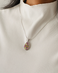 Tourmaline Teardrop 18K White Gold Pendant with Diamonds