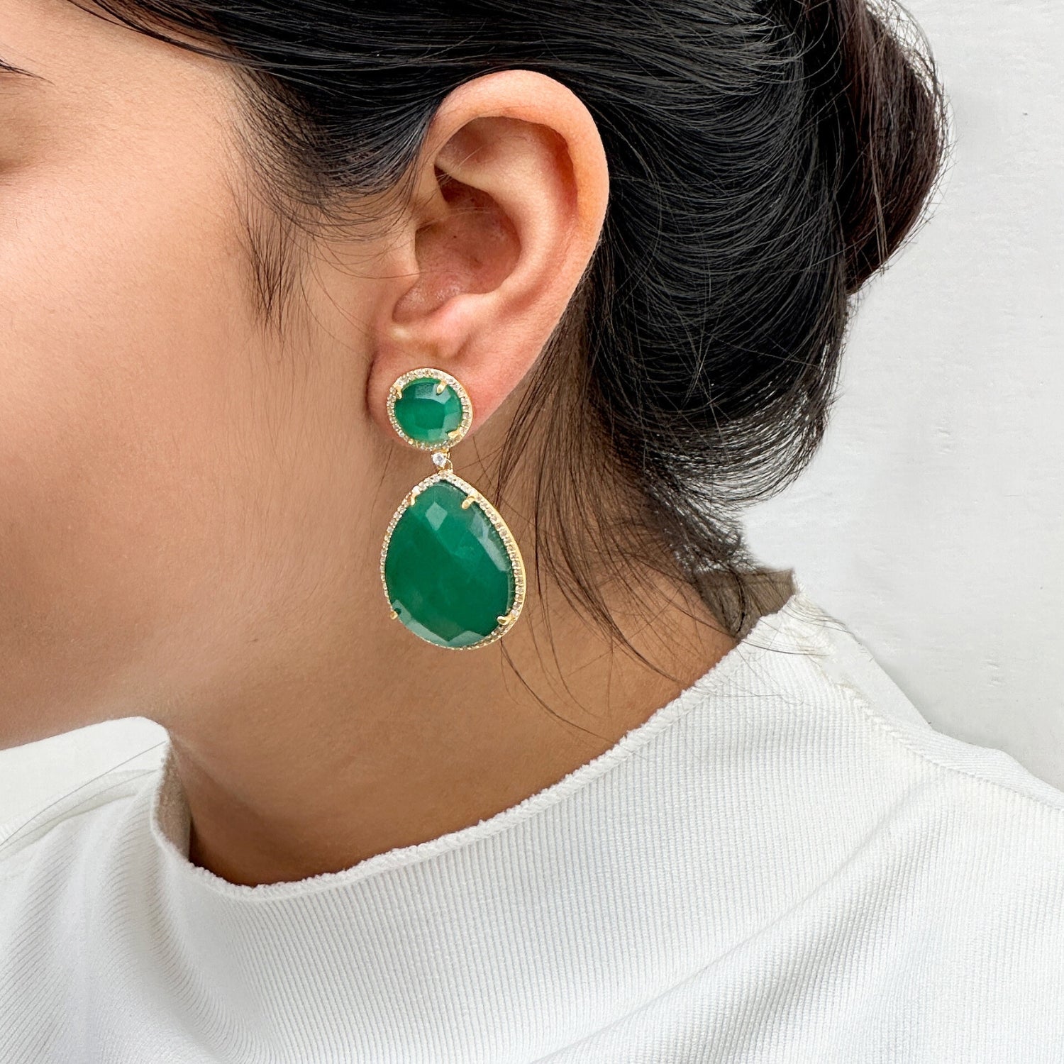 Kahaan Three Color stone Silver 925 Earrings