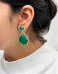 Kahaan Three Color stone Silver 925 Earrings