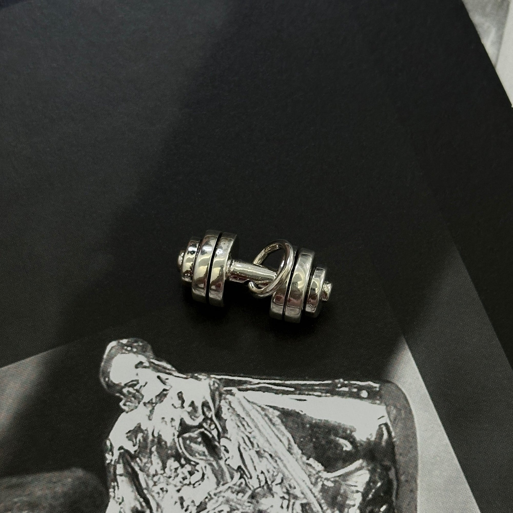 Dumbbell Silver 925 Men's Pendant