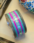 Kedara Enamel Silver 925 Cuff Bangle