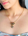 Trio Rutile Quartz 18K Gold Plated Silver 925 Necklace