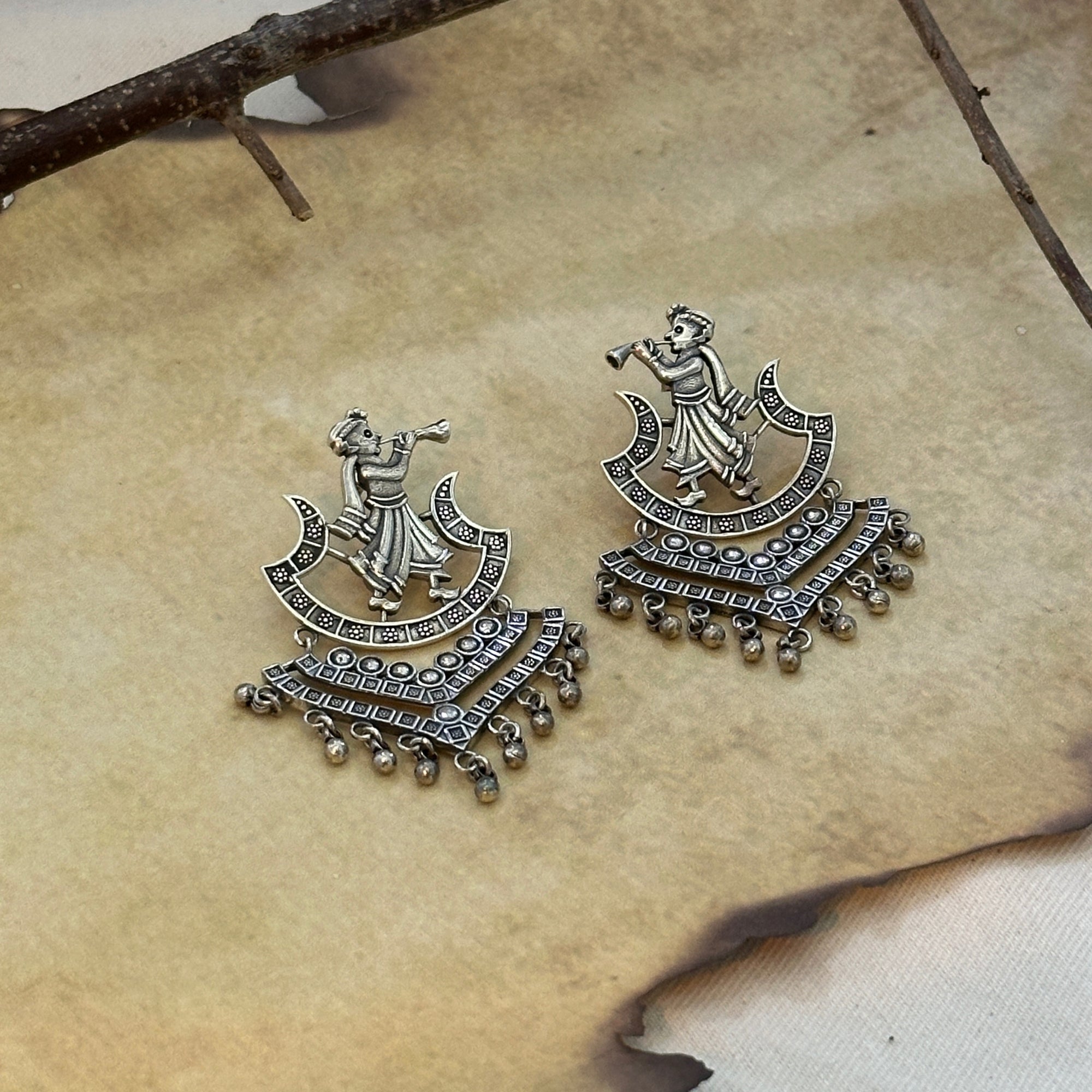Shehnaai Traditional Silver 925 Earrings
