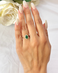 Emerald Diamond Gold Cluster Ring