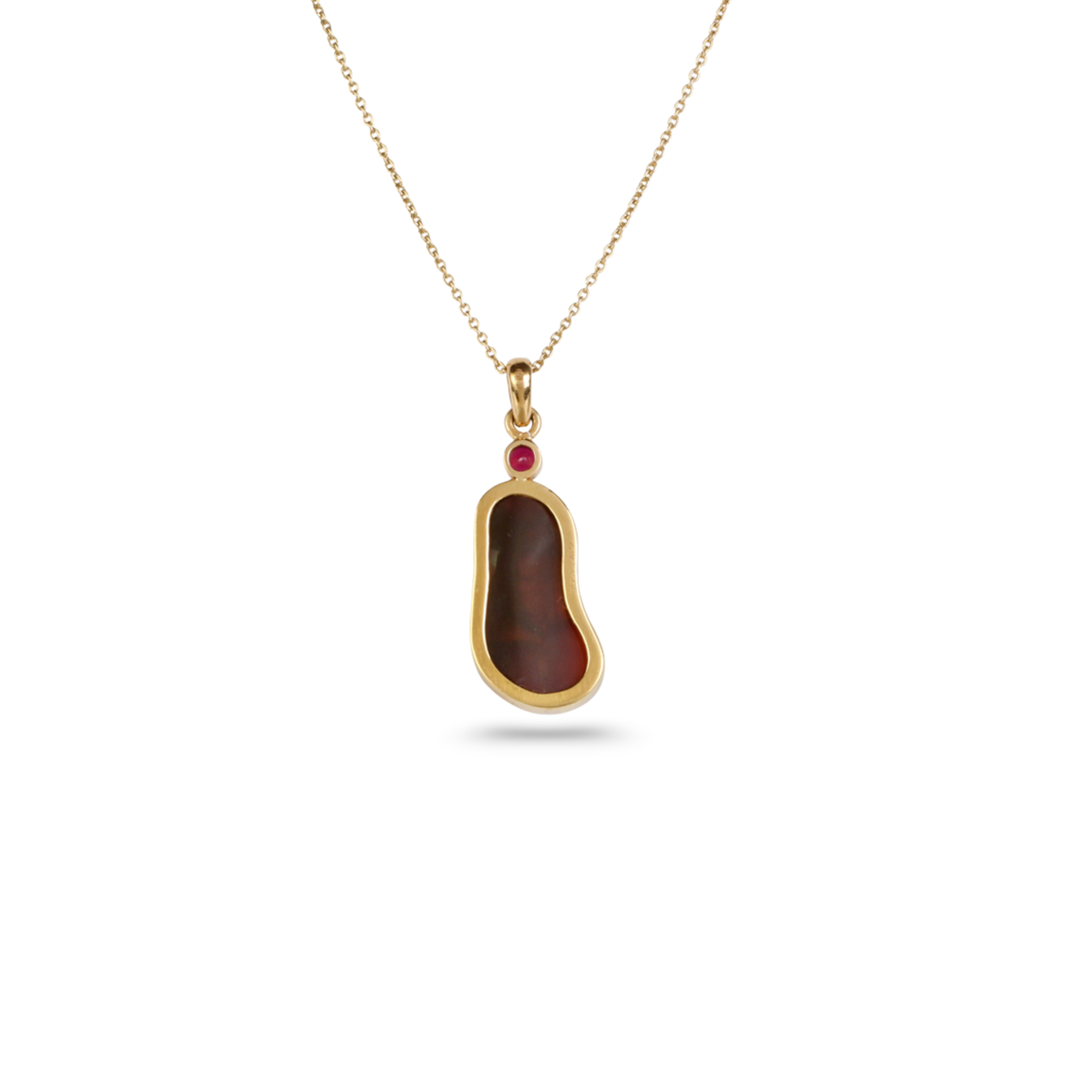 Fire Opal & Ruby 18K Gold Pendant