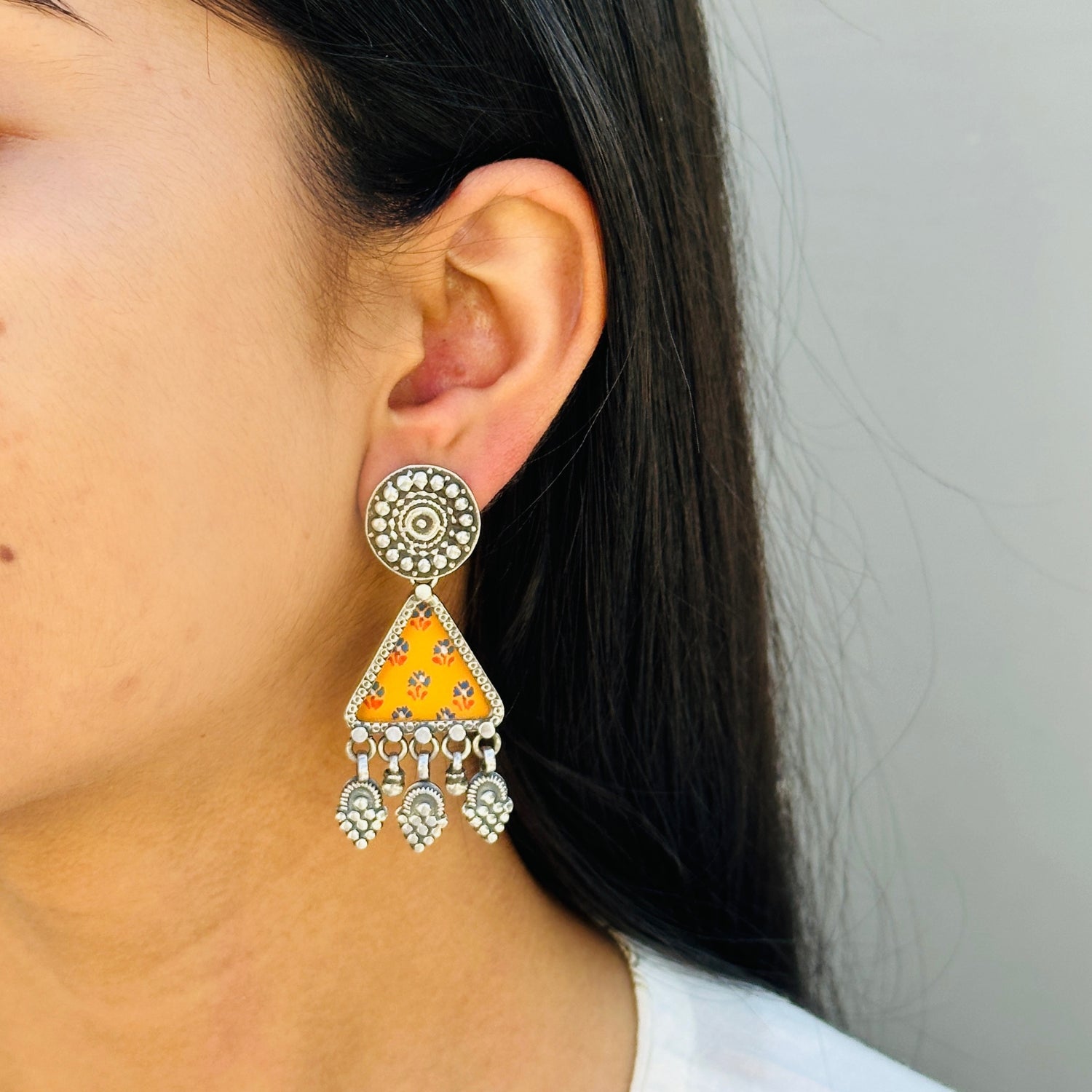 Hiral Hand Silver 925 Painted Earrings