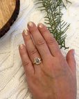Inked Diamond Polki and 18k Gold Plated Silver Ring