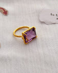 Peony Amethyst Gold Plated Silver 925 Love Ring