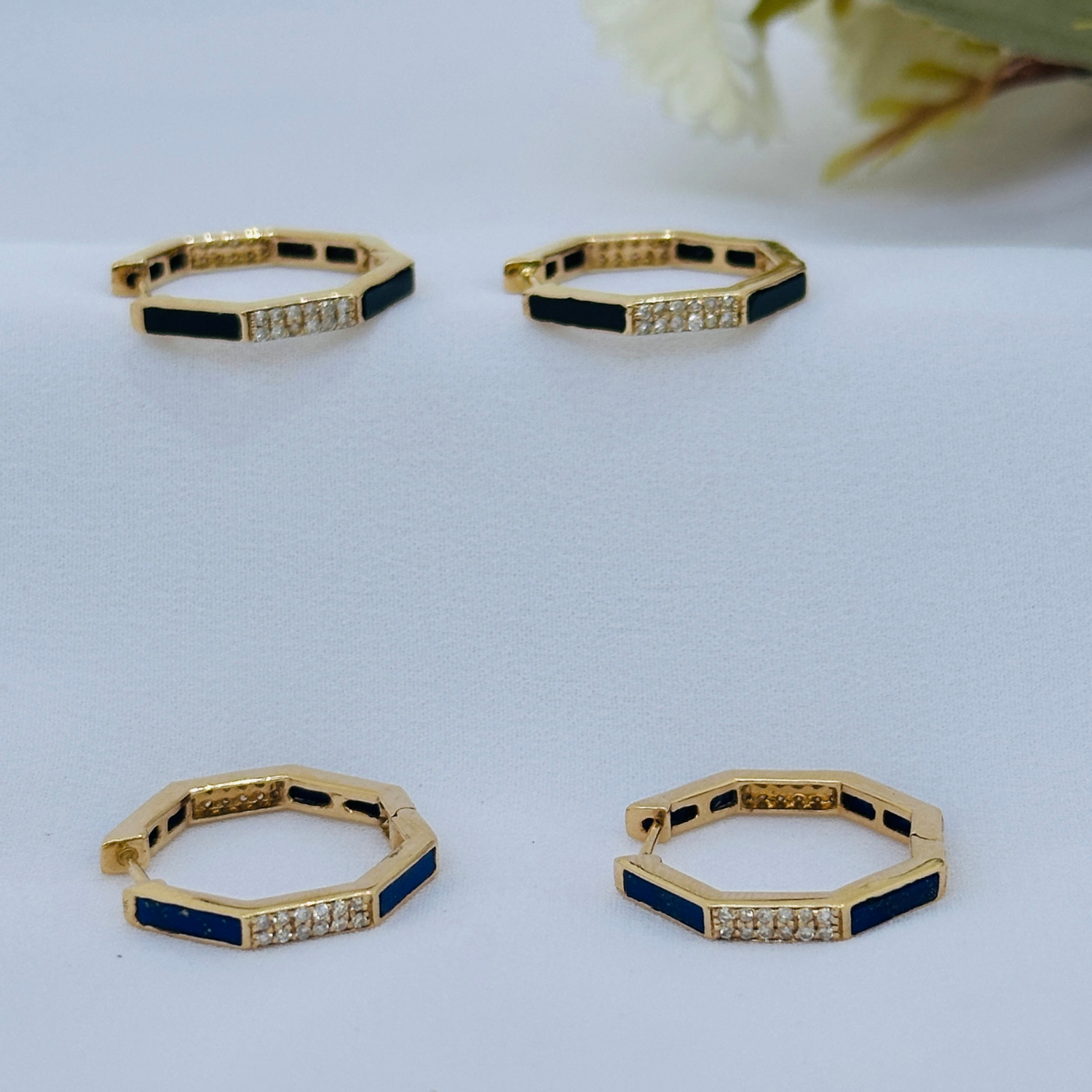 Black Onyx & Diamond 14K Gold Earrings