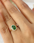 Emerald Diamond Gold Cluster Ring
