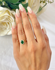 Emerald Diamond Gold Cluster Ring