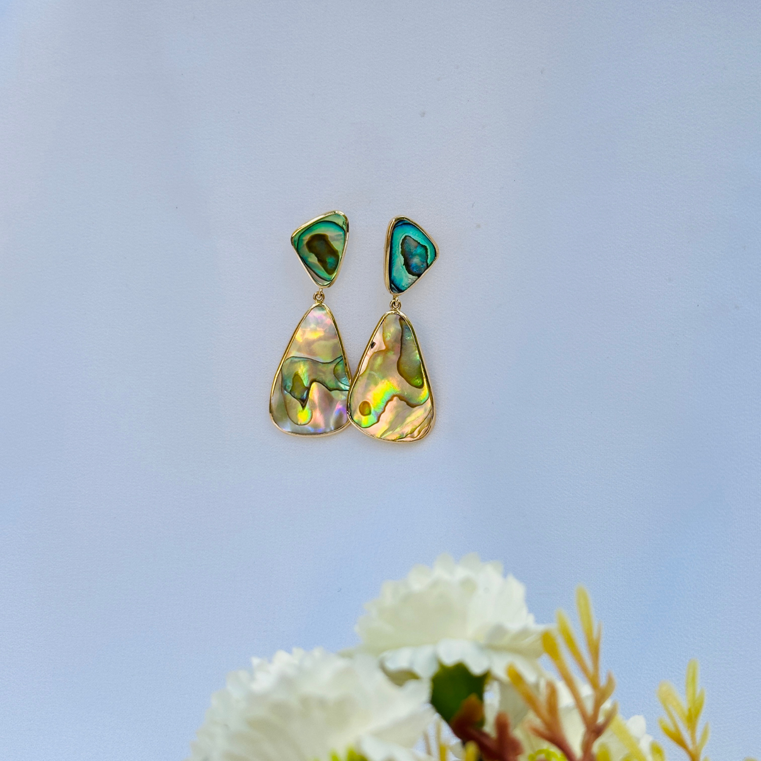 Abalone 18K Gold Earrings