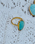 Marine Amazonite 18k Gold Plated Silver 925 Ring
