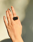 Black Onyx Beads Ring
