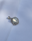 Moonstone Round 14K White Gold Pendant