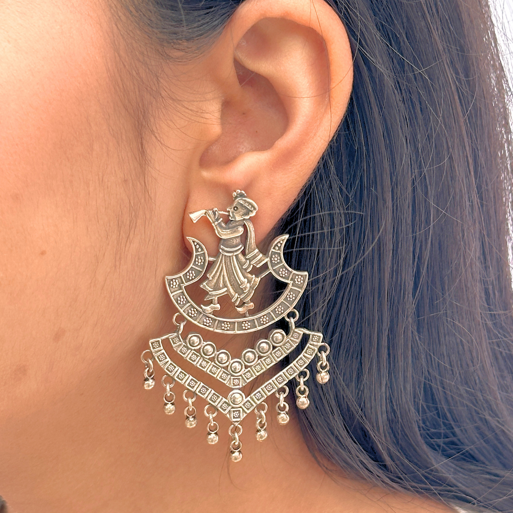 Shehnaai Traditional Silver 925 Earrings