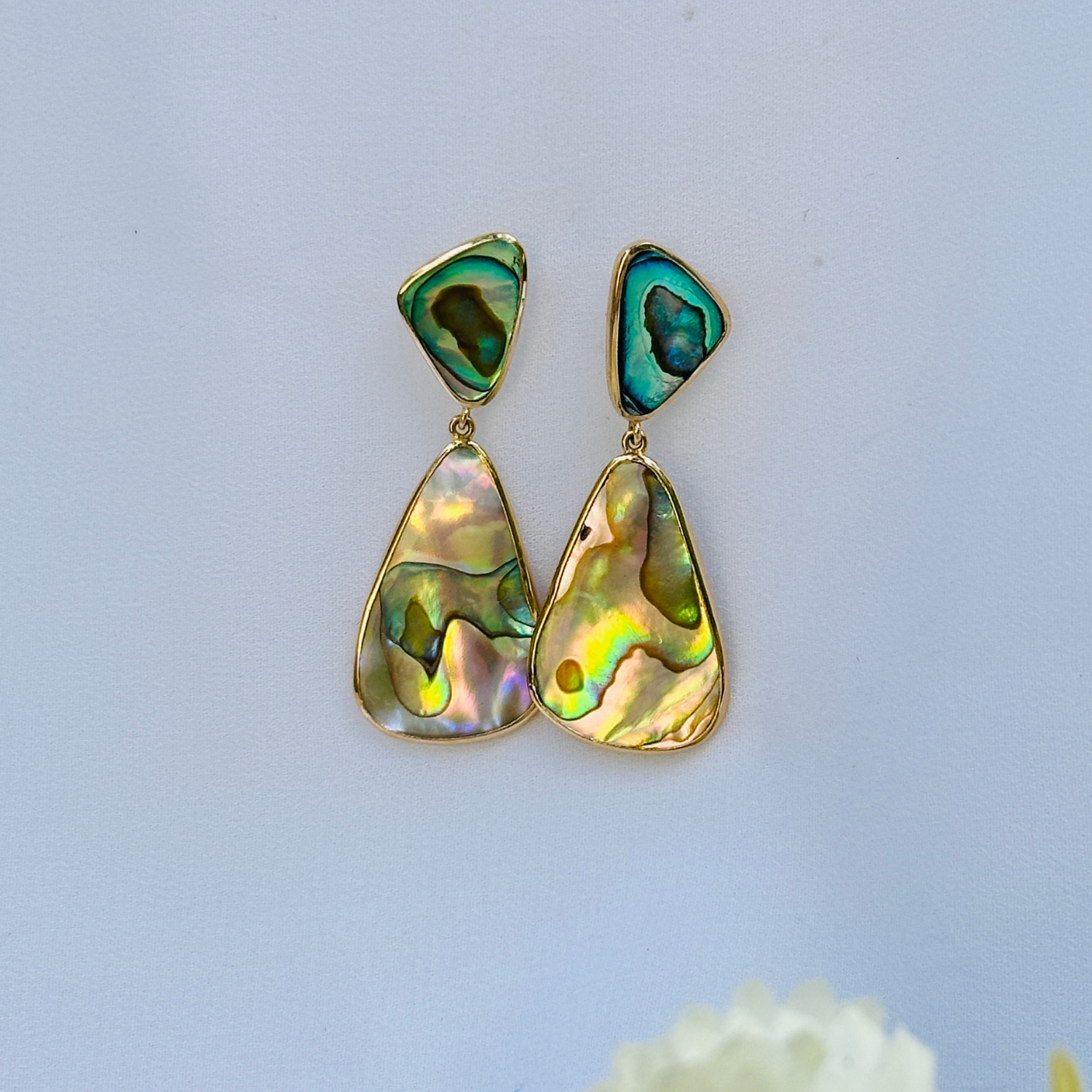 Abalone 18K Gold Earrings