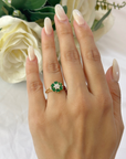 Floral Emerald & Diamond Ring