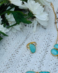 Marine Amazonite 18k Gold Plated Silver 925 Ring