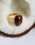 Saffron Silliminite Gold Plated Silver 925 Ring