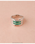 silver green ring
