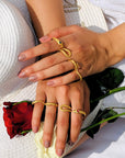 Serp Ruby & Sapphire 18K Gold Plated Silver 925 Love Ring