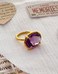 Cherub Amethyst Gold Plated Silver 925 Love Ring