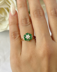 Floral Emerald & Diamond Ring