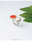silver orange ring