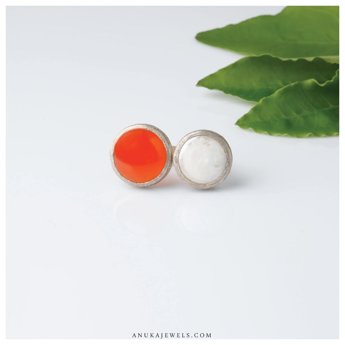 orange silver ring