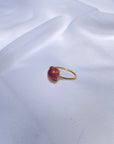 Pink Tourmaline Round 18K Gold Ring
