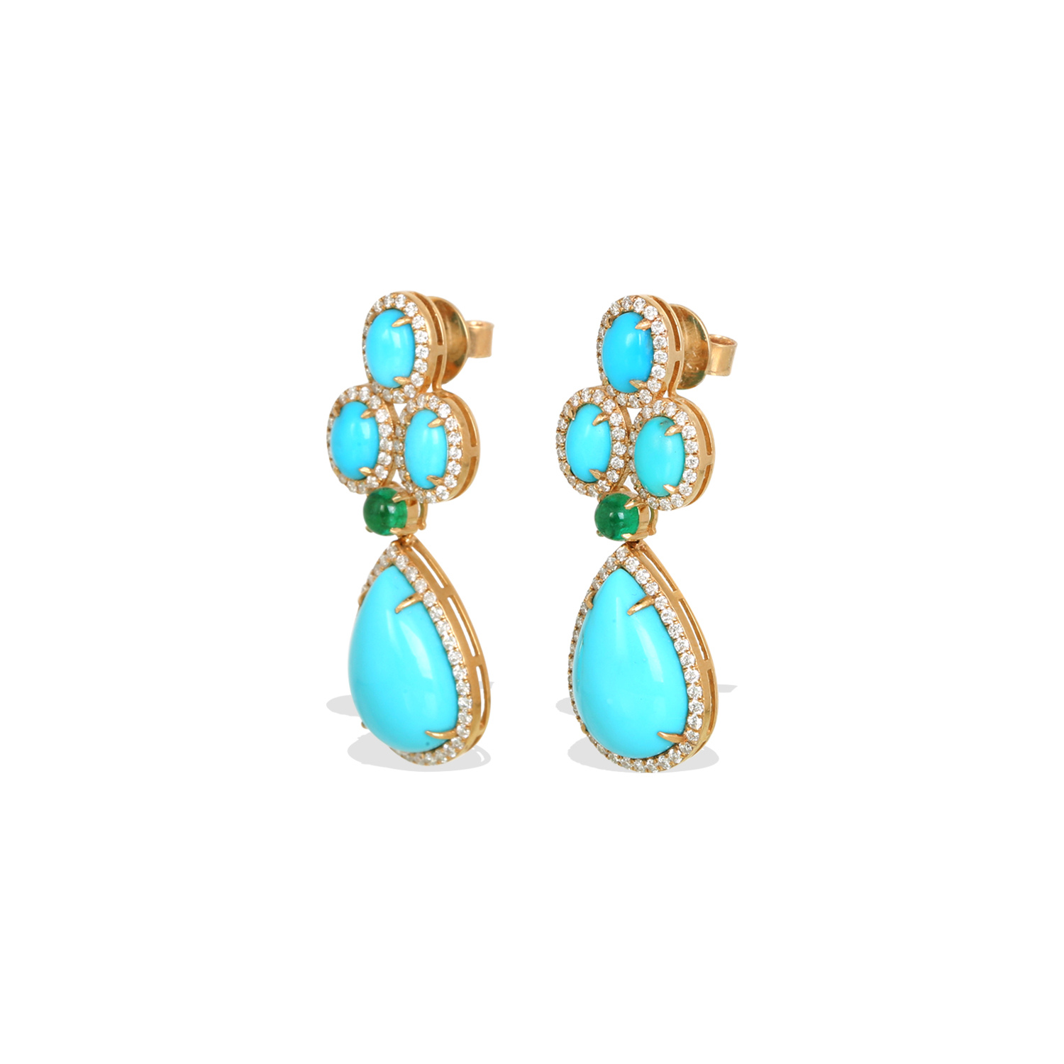 Roa Turquoise & Emerald Earrings