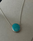 Jasper & Turquoise Double Sided Silver 925 Men's Pendant Necklace