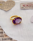 Cherub Amethyst Gold Plated Silver 925 Love Ring