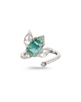 Lotus shape Emerald & Diamond 18K Gold Ring