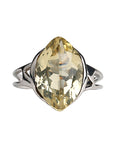 Exquisite Lanceolate Shaped Lemon Quartz Silver 925 Ring
