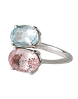 Alluring Aquamarine & Morganite Stone 925 Silver Ring