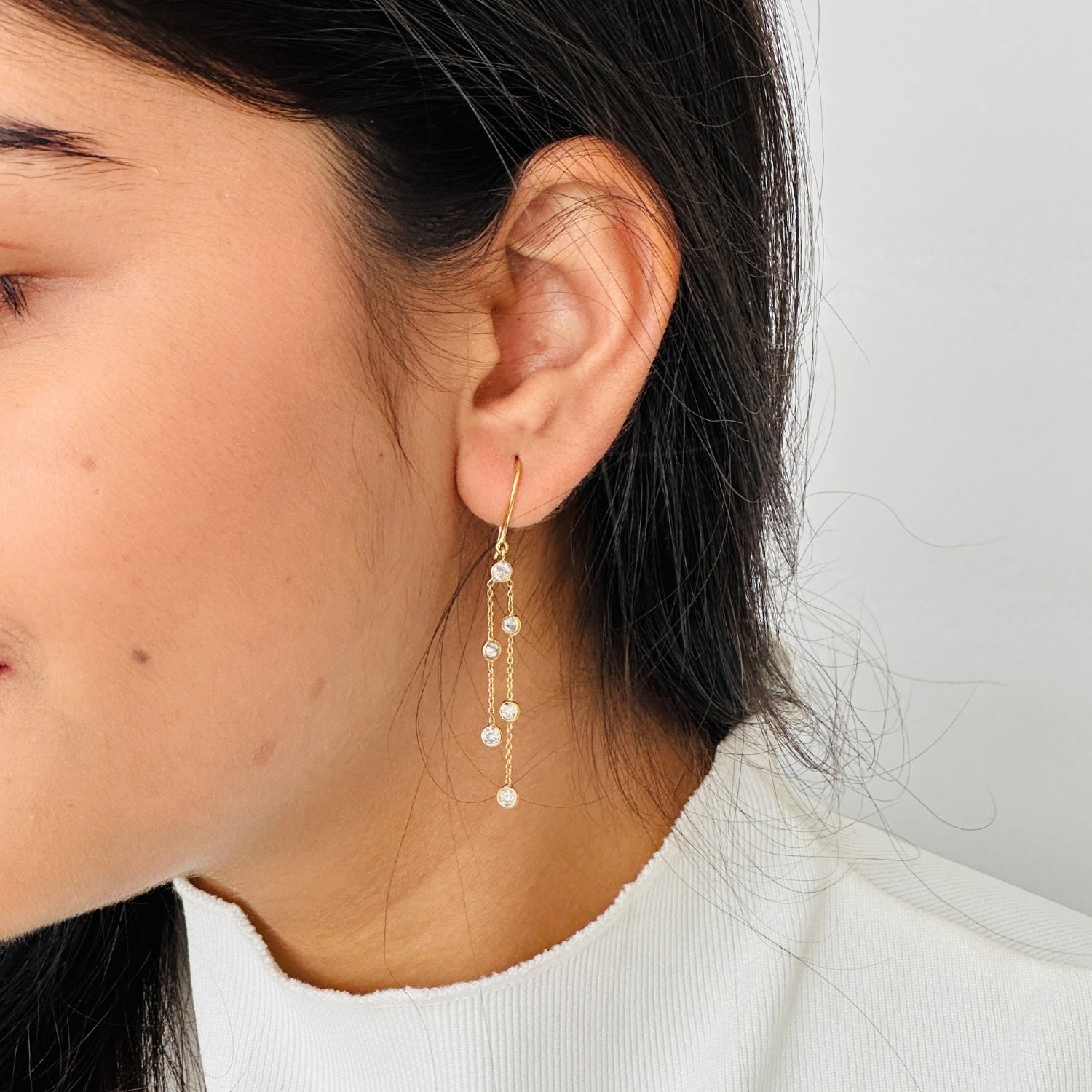 Diamond Drop 18K Gold Earrings