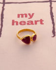 Liebe Ruby Gold Plated Silver 925 Love Ring