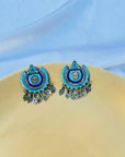 Turquoise and Navy Enamel Earrings