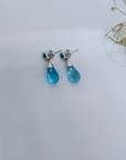 Blue Topaz Teardrop 18K White Gold Earrings