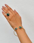 Shashi Emerald Cuff 18k Gold Plated Silver 925 Bracelet