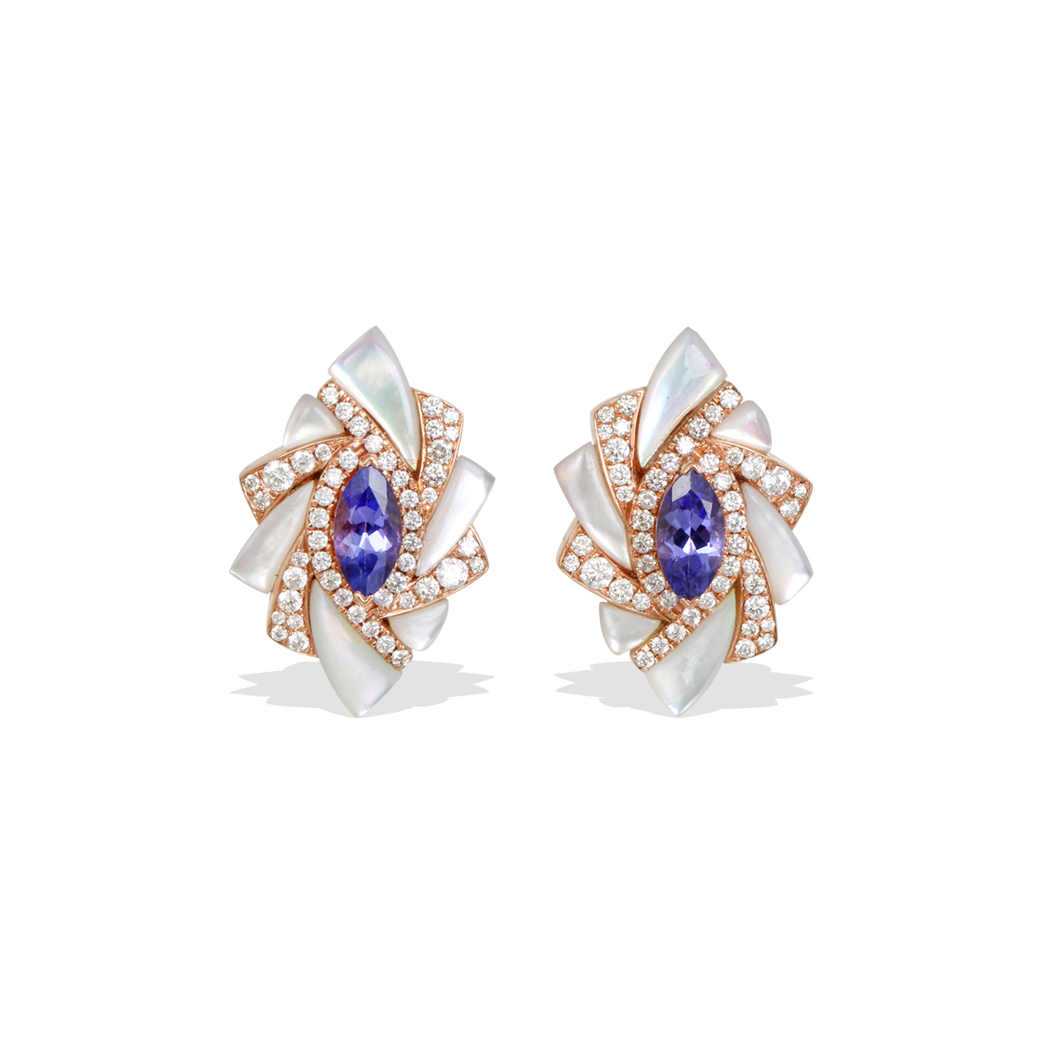 Yua Tanzanite and Mother of Pearl Earrings