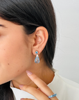 Blue Topaz Teardrop 18K White Gold Earrings
