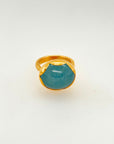 Chonky Aquamarine Gold Plated Silver 925 Ring